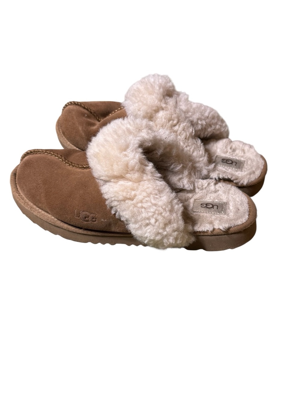 UGG Coquette Suede Sheepskin Slippers Chestnut Women's Size 6 Lug Sole 5125 Warm